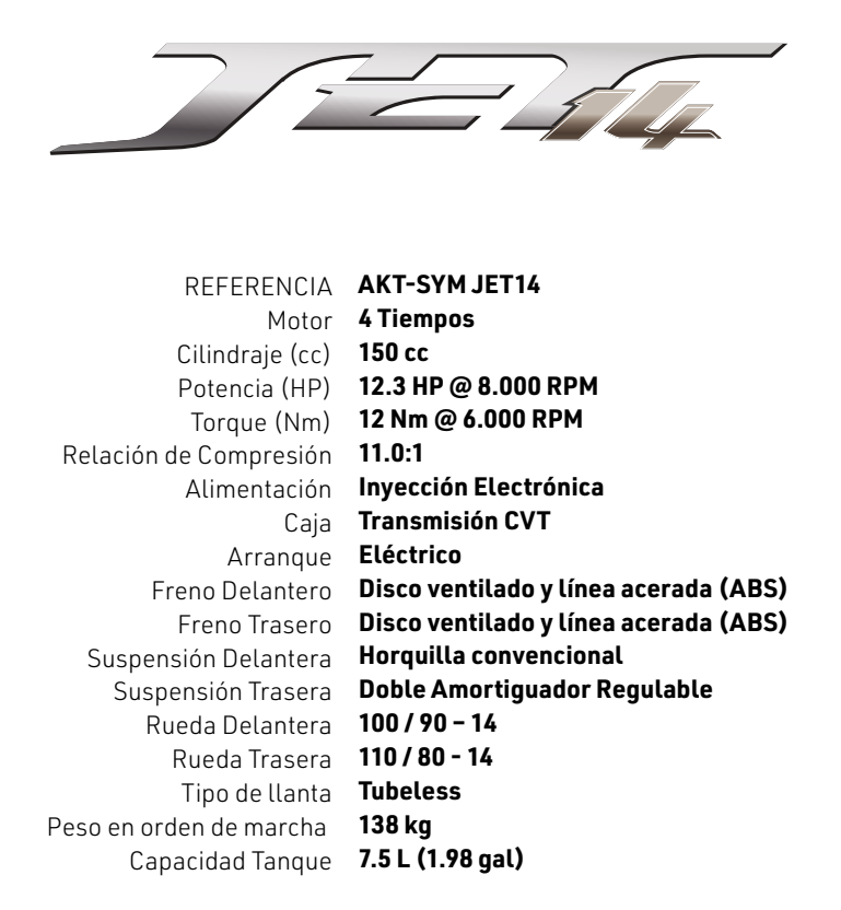 Especificaciones Tecnicas SYM AKT JET 14